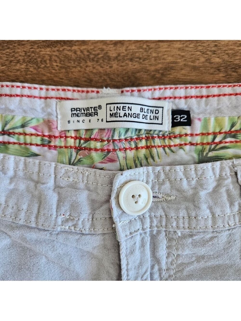 Private Member Linen Blend Cargo Shorts Mens Size 32 Beige Lightweight Summer - Picture 5 of 6